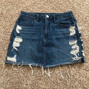 3X1 distressed Celine denim raw hem skirt